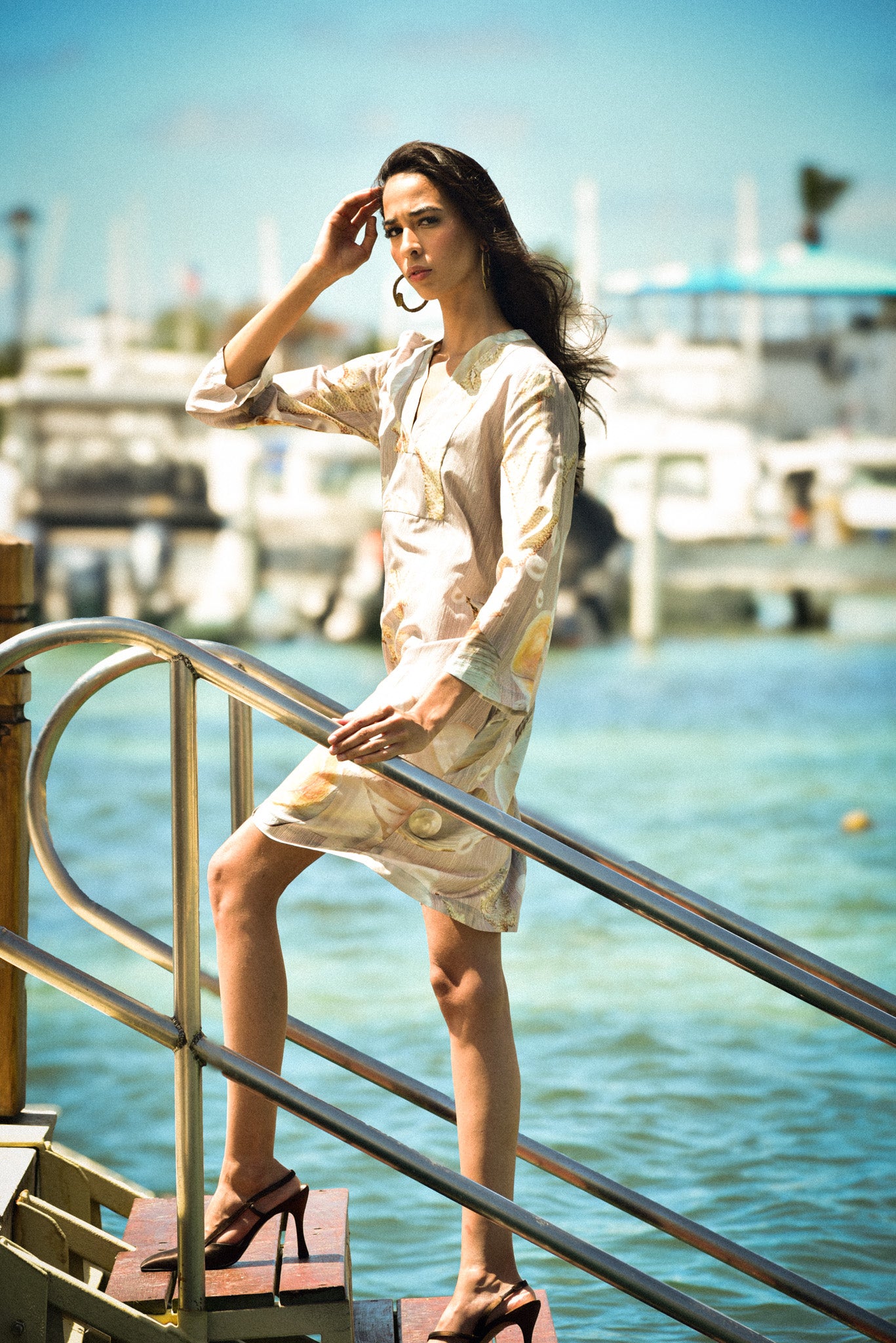 Taupe Coral Dress in Silk Cotton by hols.e
