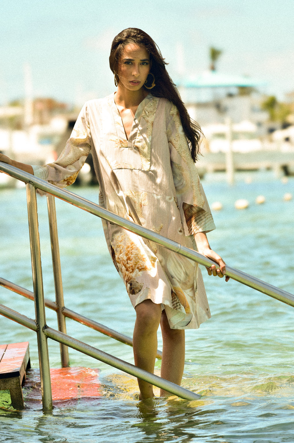 Taupe Coral Dress in Silk Cotton by hols.e