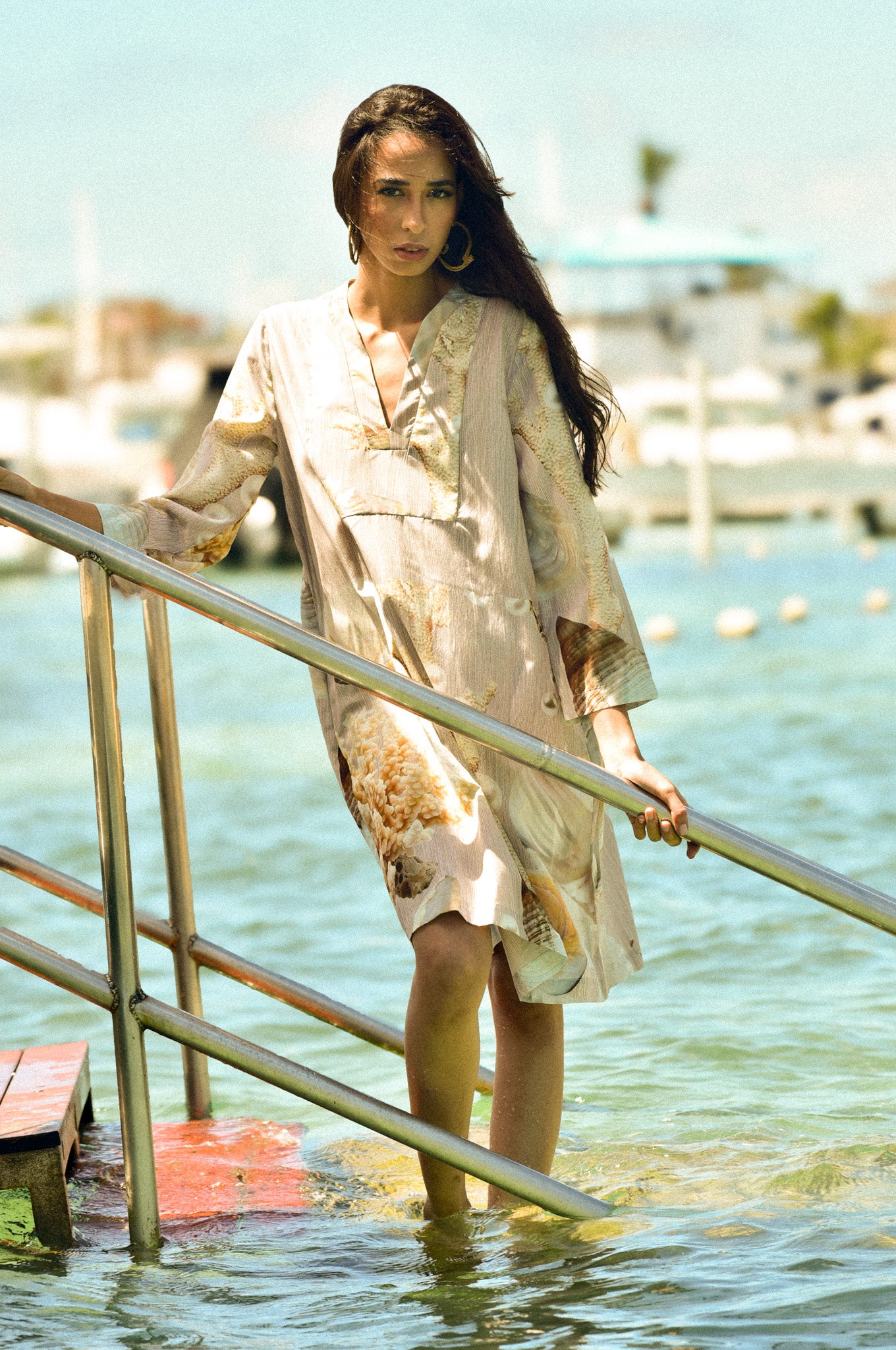 Taupe Coral Dress in Silk Cotton by hols.e