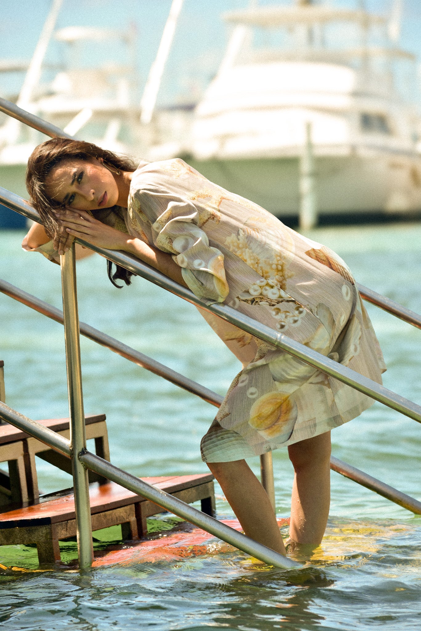 Taupe Coral Dress in Silk Cotton by hols.e
