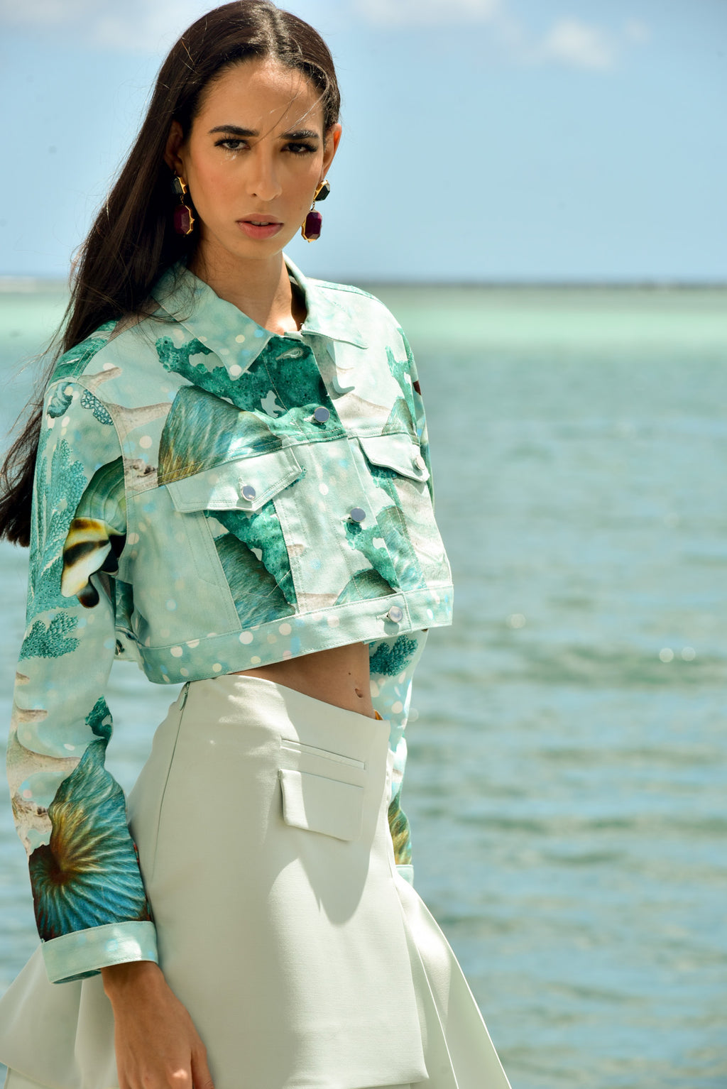 Crop Seafoam Coral Jacket by hols.e