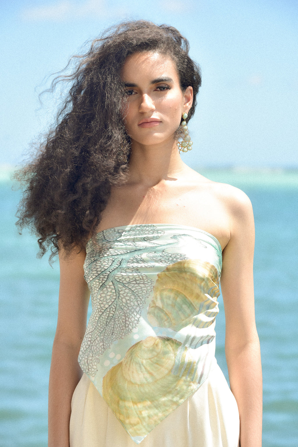 Silk Handkerchief Seafoam Corals by hols.e