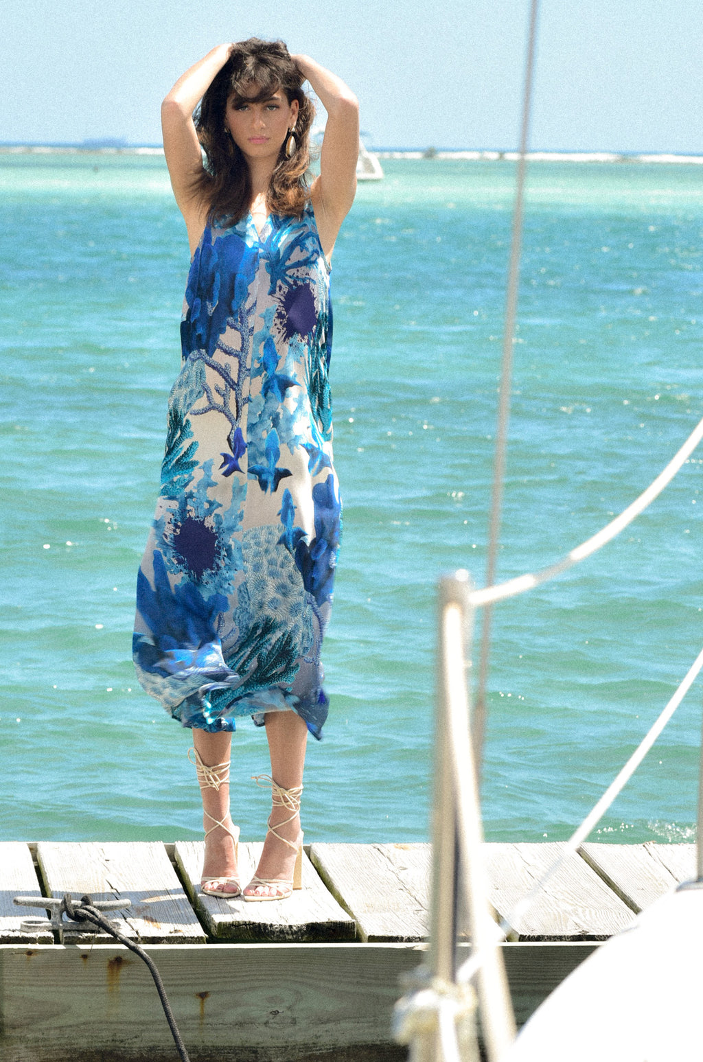 Blue Silk Coral Dress by hols.e