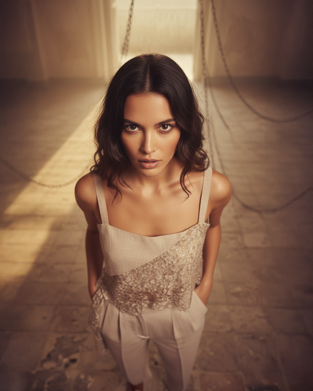 Duality Taupe Chantilly Crop Top