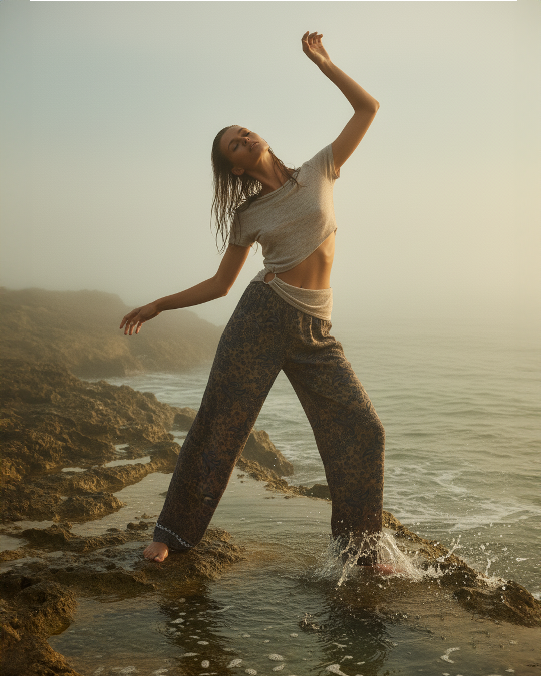 Paisley Print Silk Pants