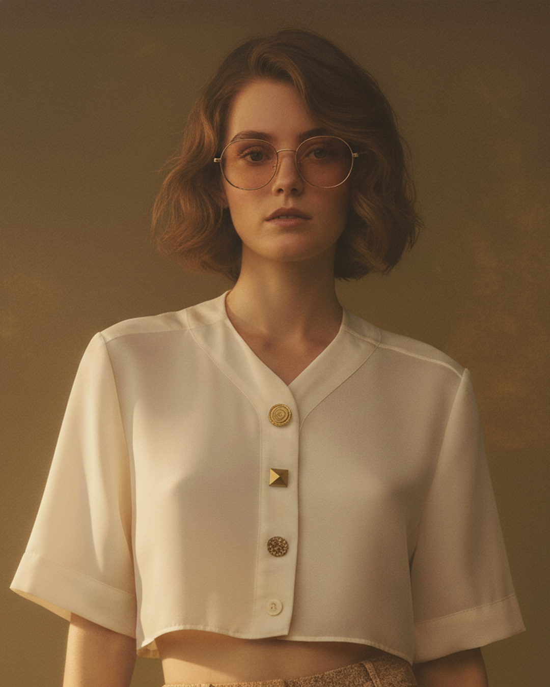 Baseball Silk Gazaar White Crop Top