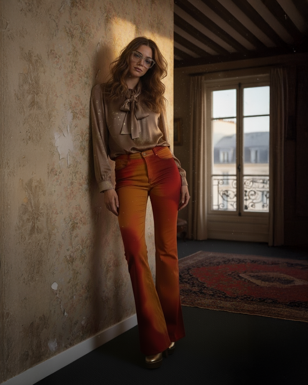 Celebrate Taupe Silk Bow Blouse