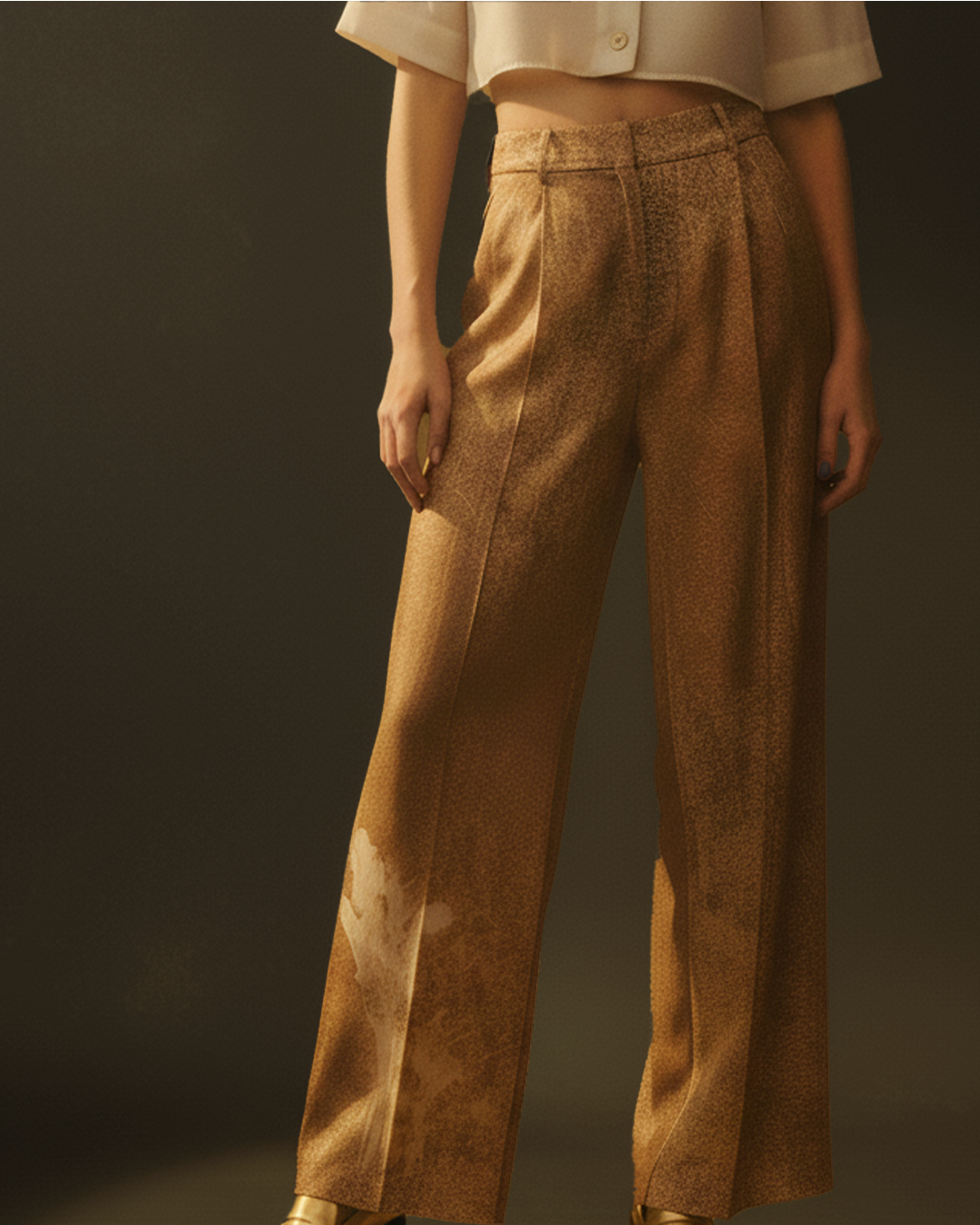 Golden Palm Pleated Pants