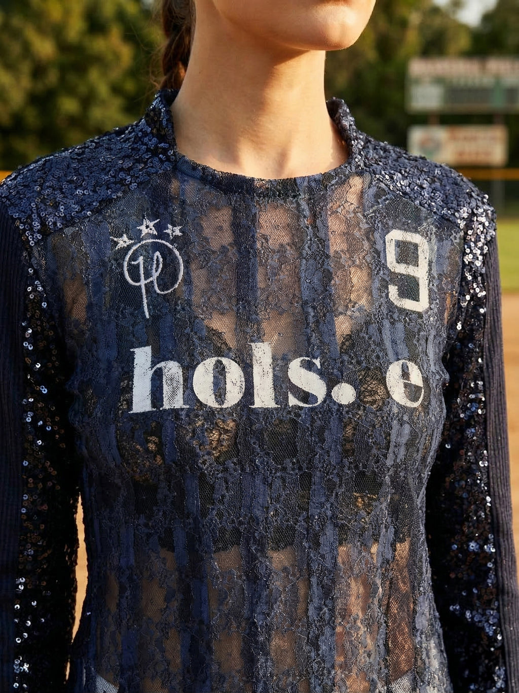 Navy Vintage Sequin Soccer Jersey by hols.e