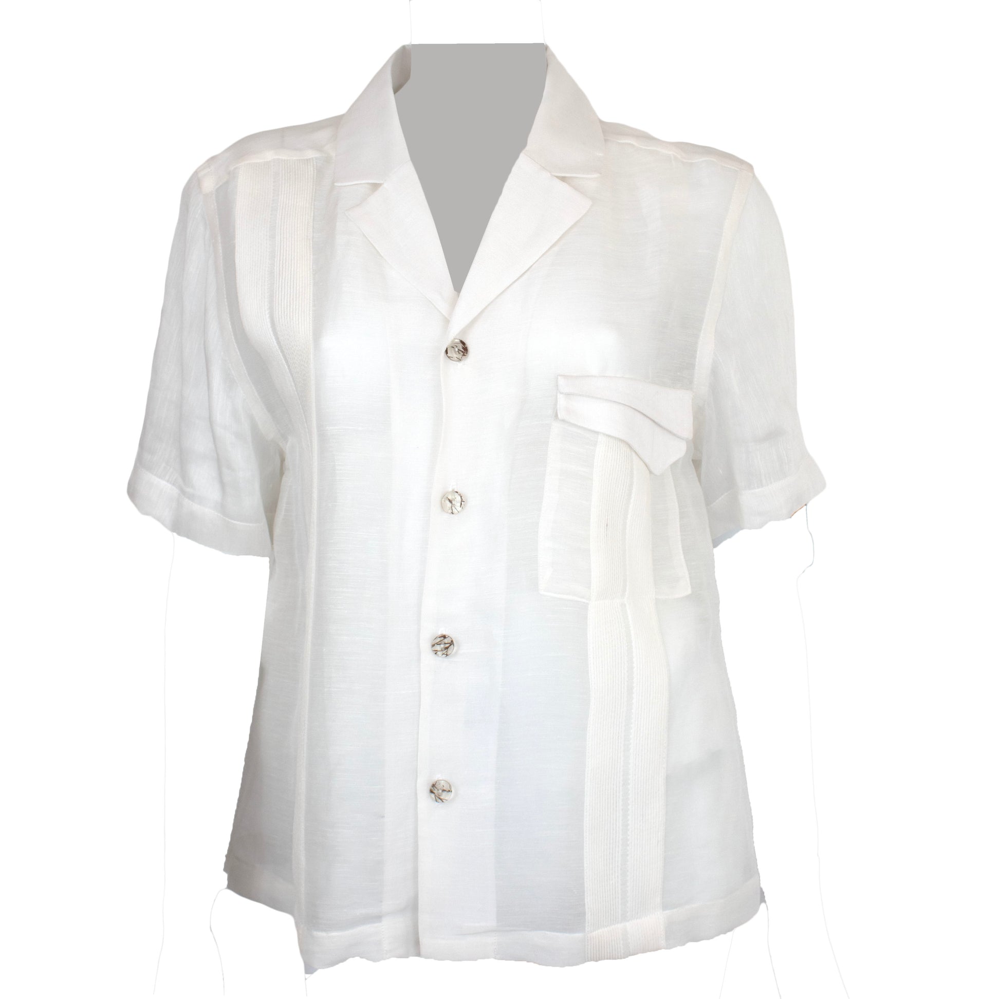 Cream Silk Linen Guayabera Unisex