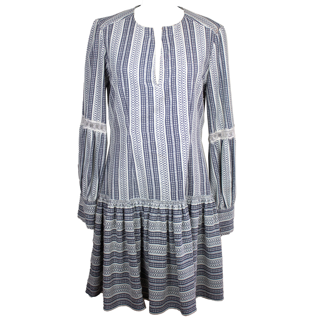 Grey White Embroidery Jacaranda Dress