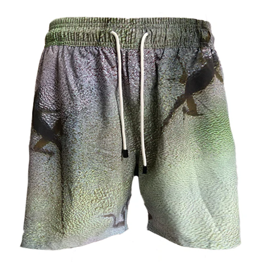 Green Lizard Print Swim Trunks by hols.e